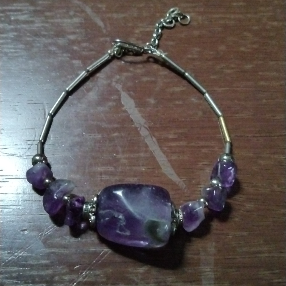 Silver & Purple Rhinestone Bracelet